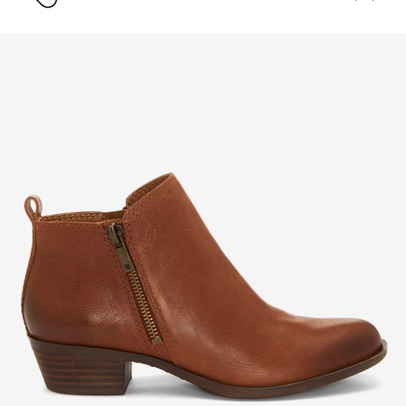 Lucky Brand Basel Bootie Size 7 Toffee Brown 1.5” Heel Leather Double Zipper - Picture 4 of 11